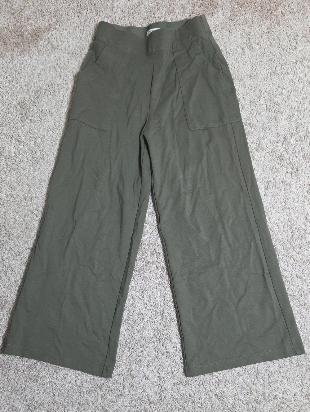 Max Studio Olive Wide-Leg Utility Chinos, Like NEW! Size Large